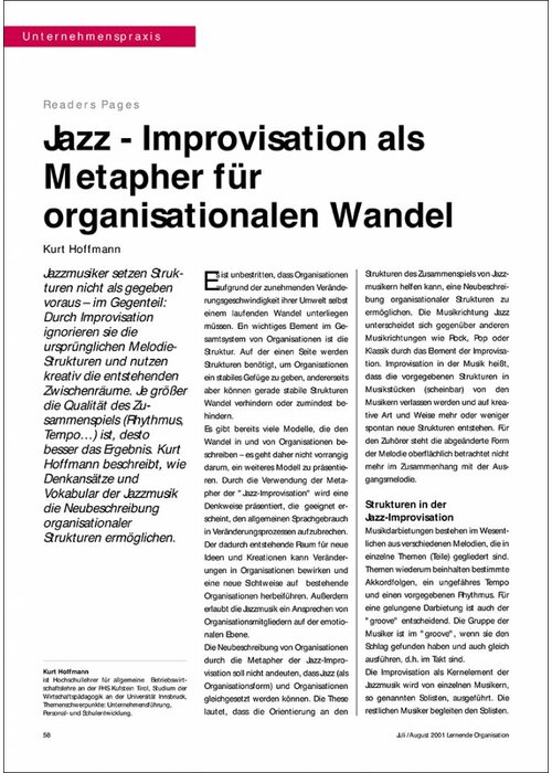 Jazz - Improvisation als Metapher für organisationalen Wandel