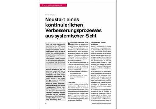 Neustart eines kontinuierlichen Verbesserungsprozesses aus systemischer Sicht