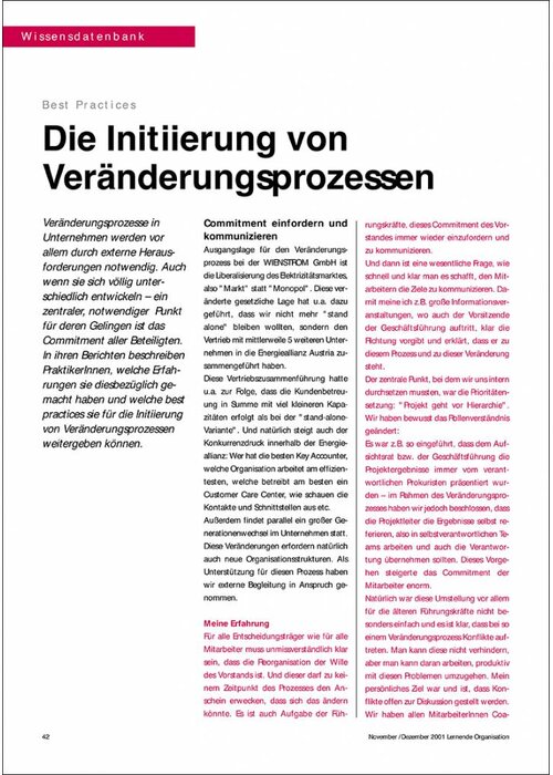 Die Initiierung von Veränderungsprozessen