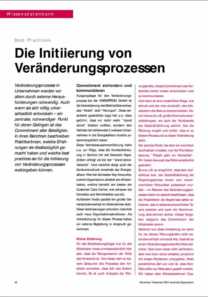 Die Initiierung von Veränderungsprozessen