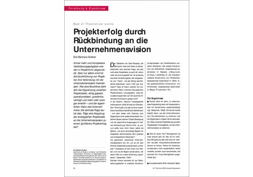 Projekterfolg durch Rückbindung an die Unternehmensvision