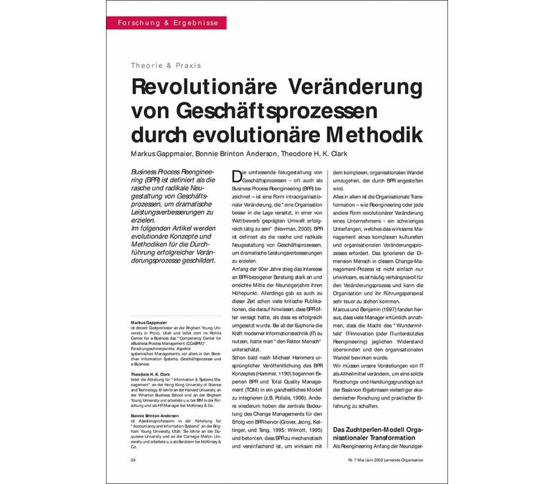 Revolutionäre Veränderung von Geschäftsprozessen durch evolutionäre Methodik