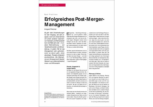 Erfolgreiches Post-Merger- Management