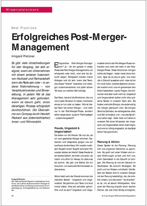 Erfolgreiches Post-Merger- Management