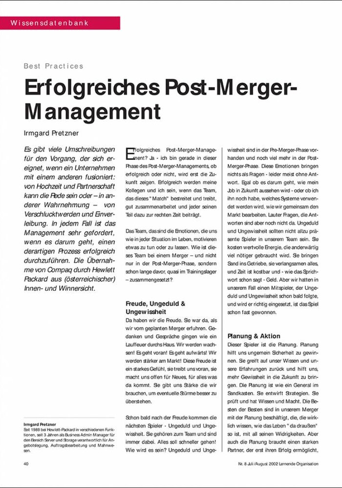 Erfolgreiches Post-Merger- Management