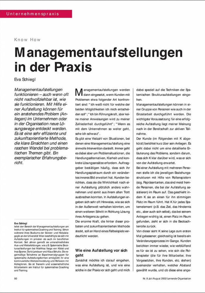 Managementaufstellungen in der Praxis