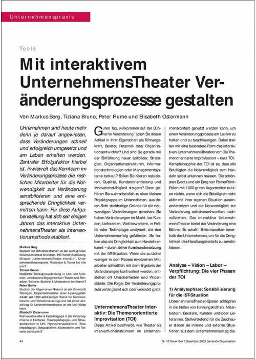 Mit interaktivem UnternehmensTheater Veränderungsprozesse gestalten