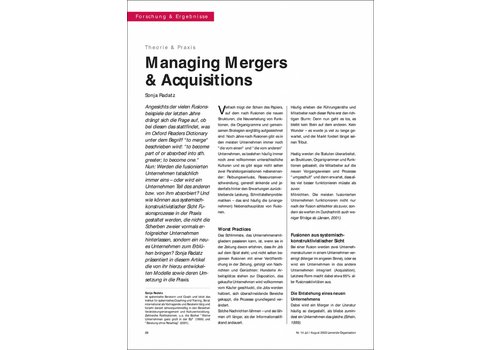 Managing Mergers & Acquisitions