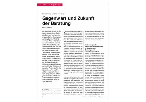 Gegenwart und Zukunft der Beratung