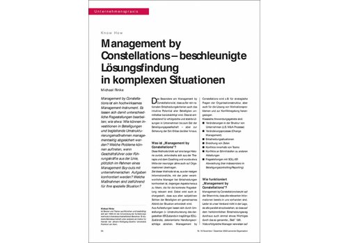 Management by Constellations – beschleunigte Lösungsfindung in komplexen Situationen