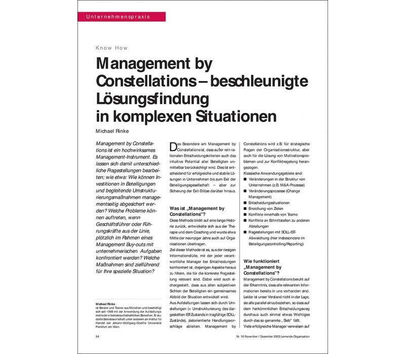 Management by Constellations – beschleunigte Lösungsfindung in komplexen Situationen