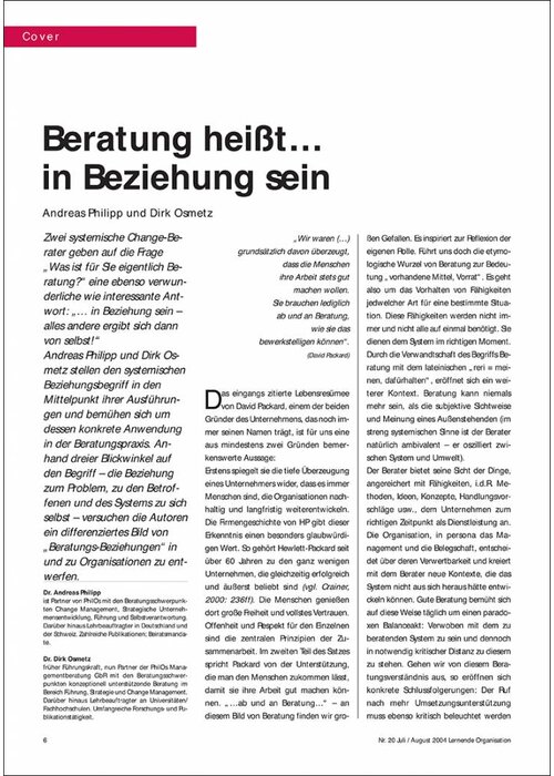 Beratung heißt… in Beziehung sein