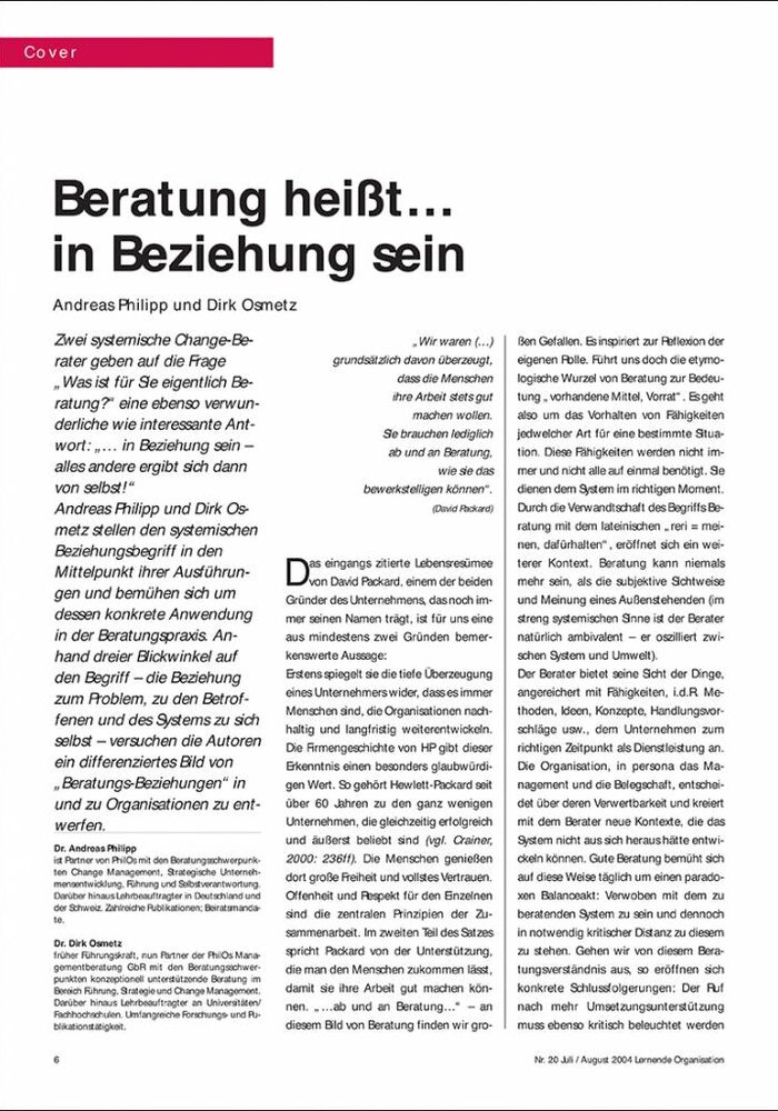 Beratung heißt… in Beziehung sein