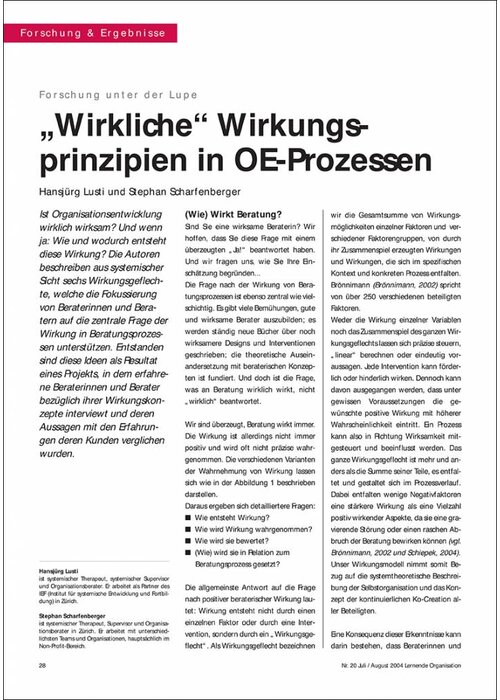 „Wirkliche“ Wirkungsprinzipien in OE-Prozessen