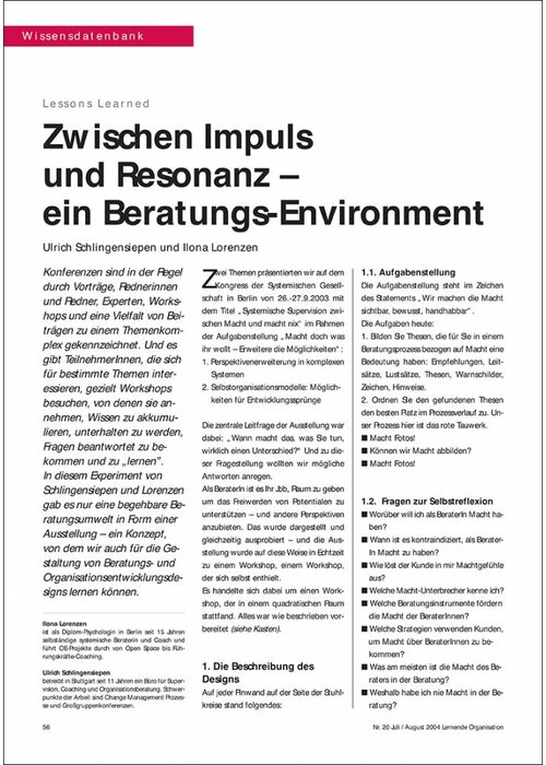 Zwischen Impuls und Resonanz – ein Beratungs-Environment