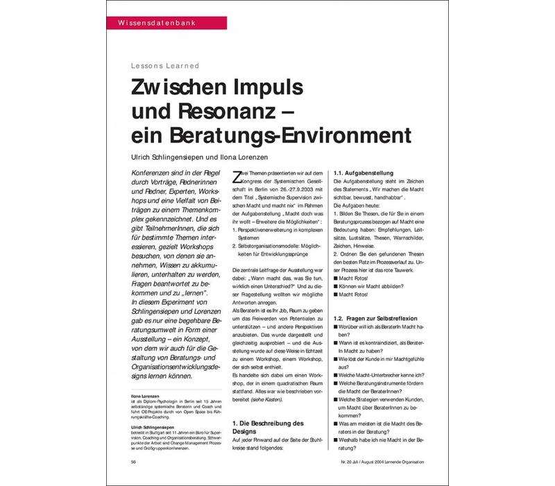 Zwischen Impuls und Resonanz – ein Beratungs-Environment