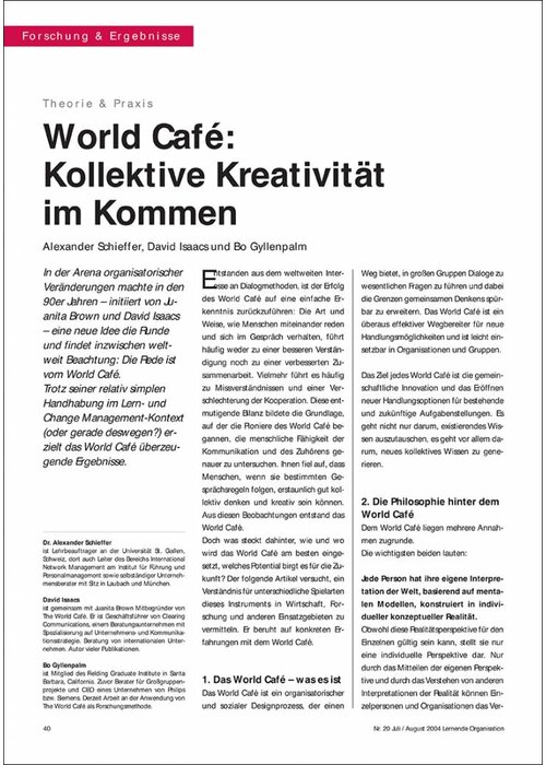 World Café: Kollektive Kreativität im Kommen