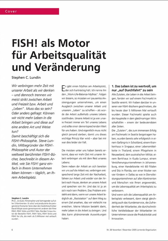 FISH! als Motor für Arbeitsqualität und Veränderung