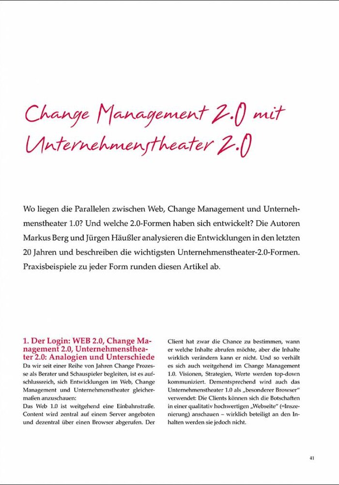 Change Management 2.0 mit Unternehmenstheater 2.0