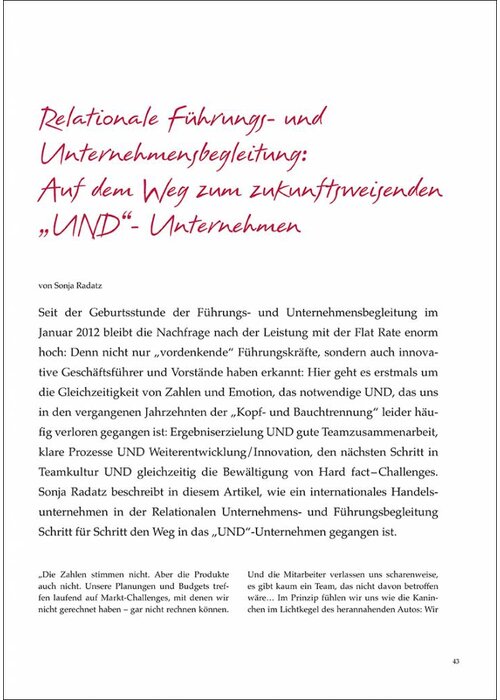 Relationale Führungs- und Unternehmensbegleitung: Auf dem Weg zum zukunftsweisenden „UND“- Unternehmen