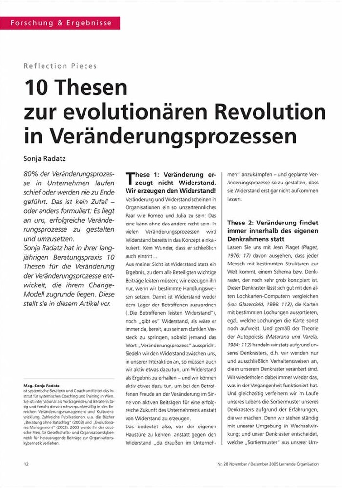 10 Thesen zur evolutionären Revolution in Veränderungsprozessen