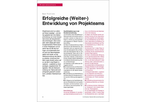 Erfolgreiche (Weiter-) Entwicklung von Projekteams