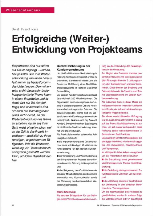 Erfolgreiche (Weiter-) Entwicklung von Projekteams