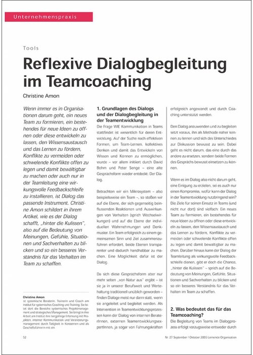 Reflexive Dialogbegleitung im Teamcoaching