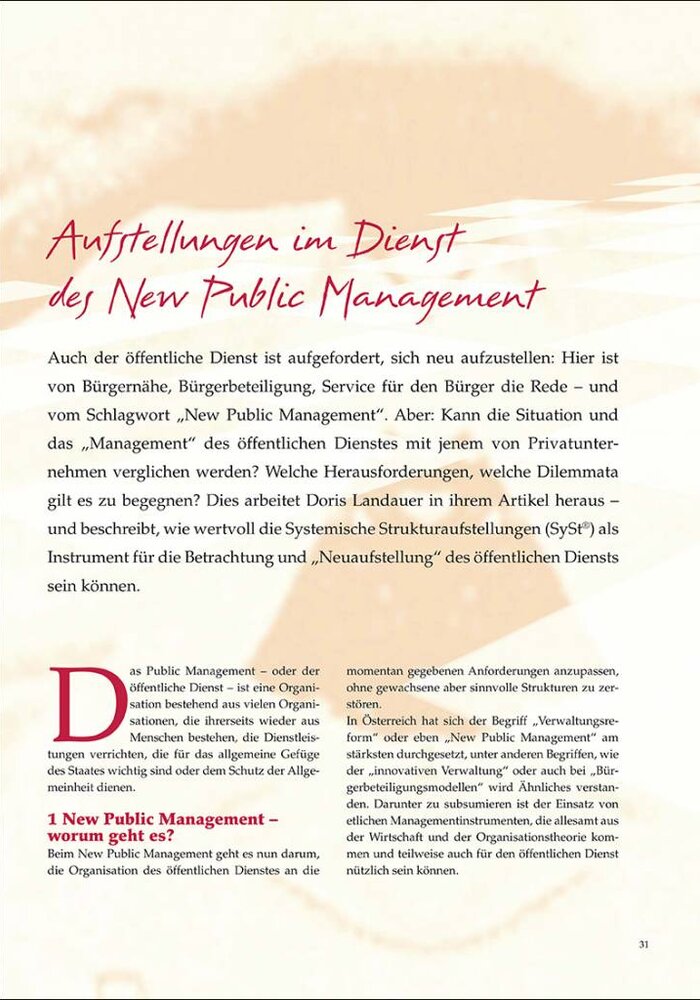 Aufstellungen im Dienst des New Public Management