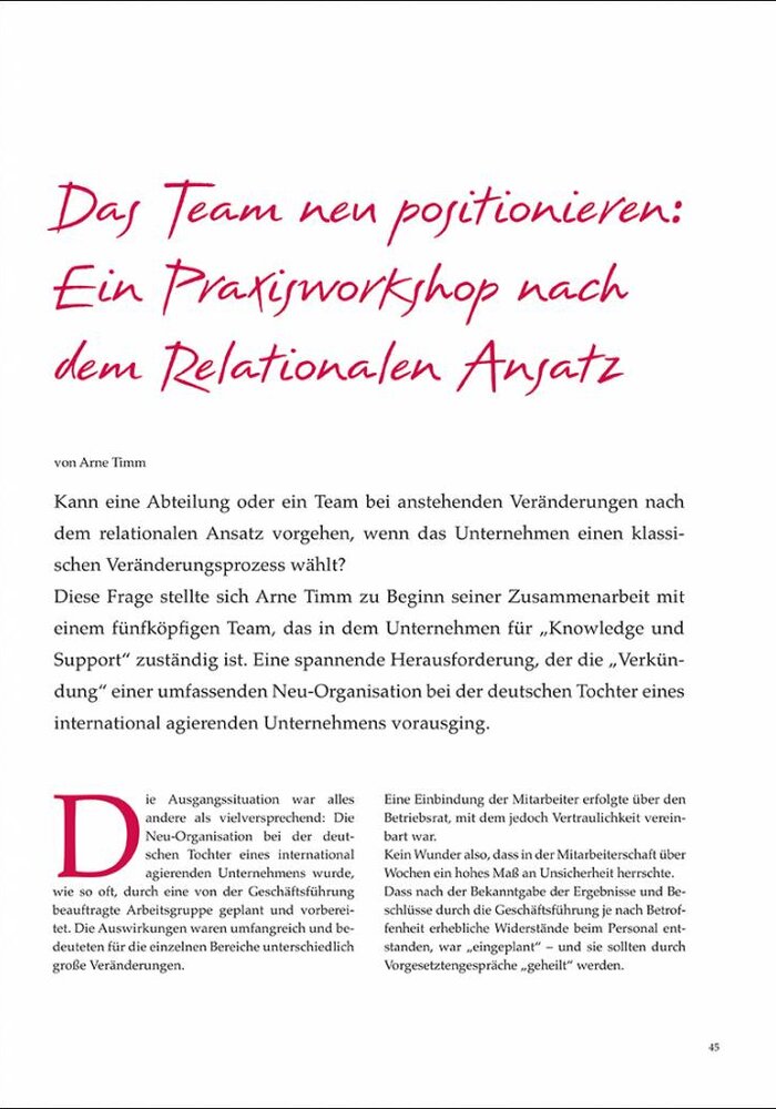 Das Team neu positionieren: Ein Praxisworkshop nach dem Relationalen Ansatz
