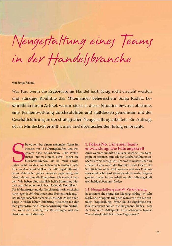 Neugestaltung eines Teams in der Handelsbranche