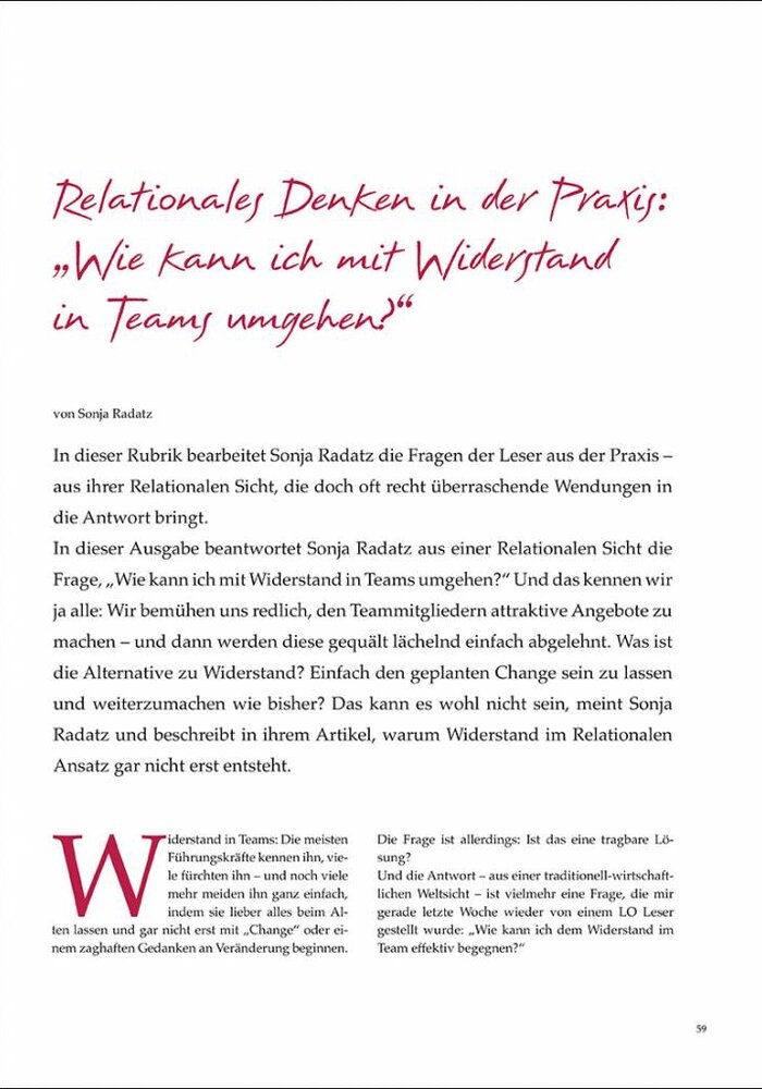 Relationales Denken in der Praxis: "Wie kann ich mit Widerstand in Teams umgehen?"