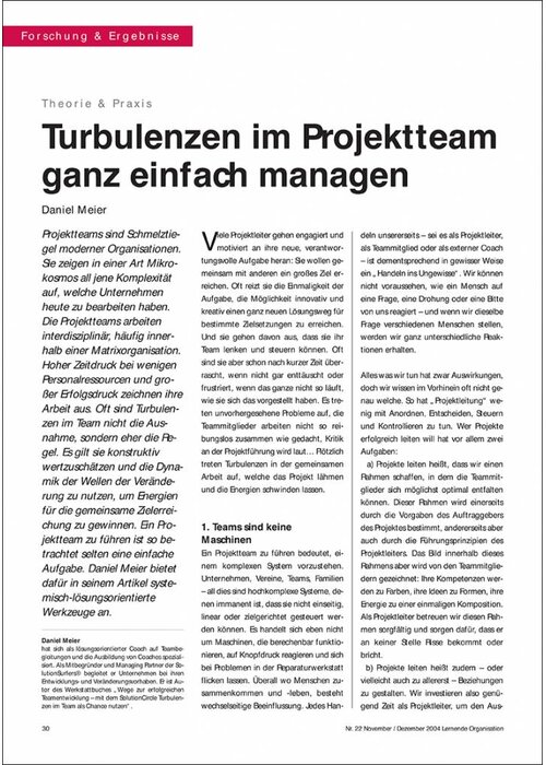 Turbulenzen im Projektteam ganz einfach managen