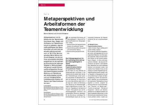 Metaperspektiven und Arbeitsformen der Teamentwicklung