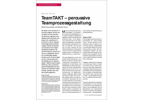 TeamTAKT – percussive Teamprozessgestaltung