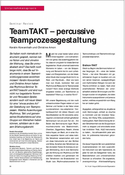 TeamTAKT – percussive Teamprozessgestaltung