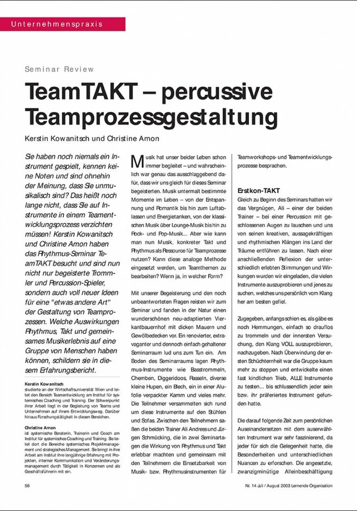 TeamTAKT – percussive Teamprozessgestaltung