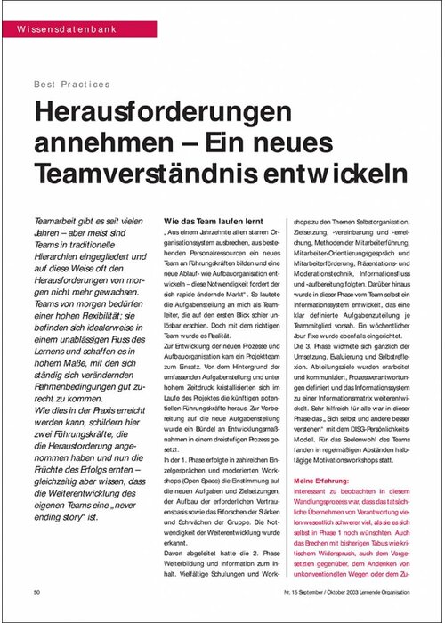 Herausforderungen annehmen – Ein neues Teamverständnis entwickeln