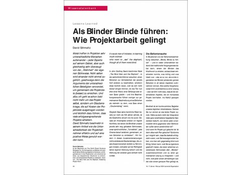 Als Blinder Blinde führen: Wie Projektarbeit gelingt