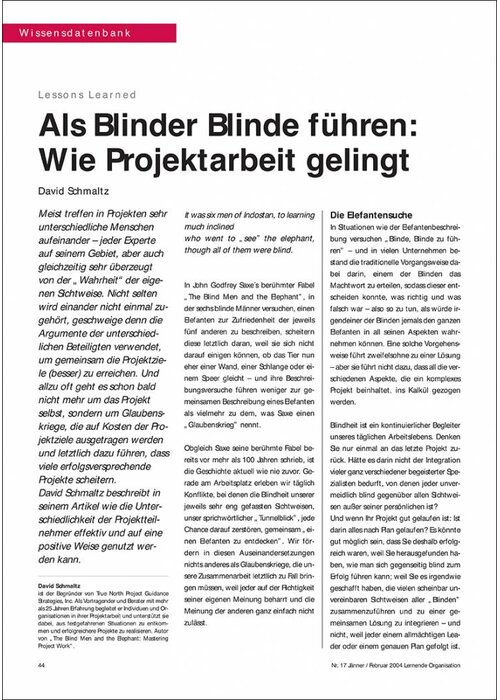 Als Blinder Blinde führen: Wie Projektarbeit gelingt