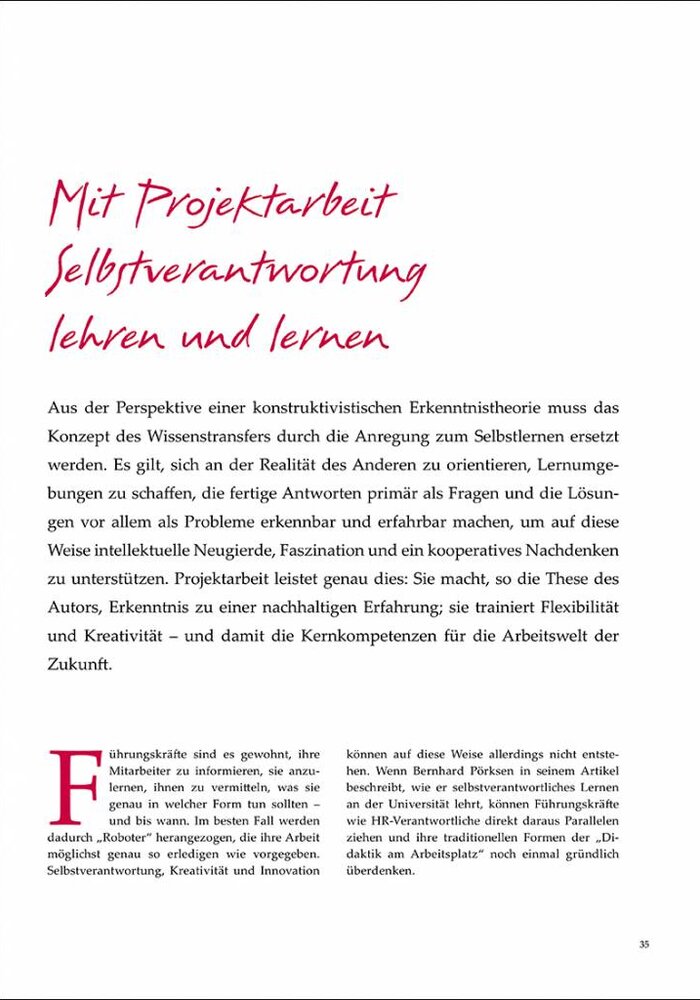 Mit Projektarbeit Selbstverantwortung lehren und lernen