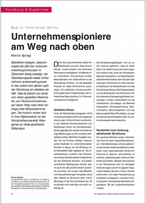 Unternehmenspioniere am Weg nach oben