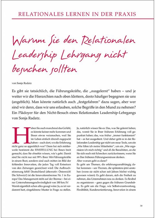 Warum Sie den Relationalen Leadership Lehrgang nicht besuchen sollten