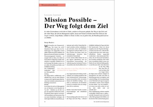 Mission Possible - Der Weg folgt dem Ziel