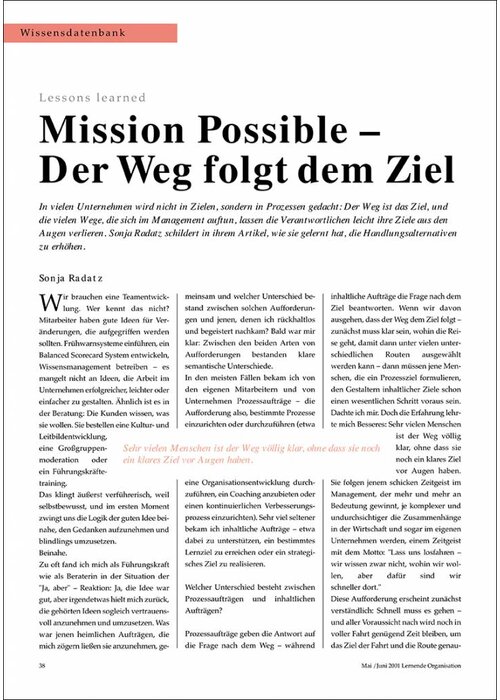 Mission Possible - Der Weg folgt dem Ziel