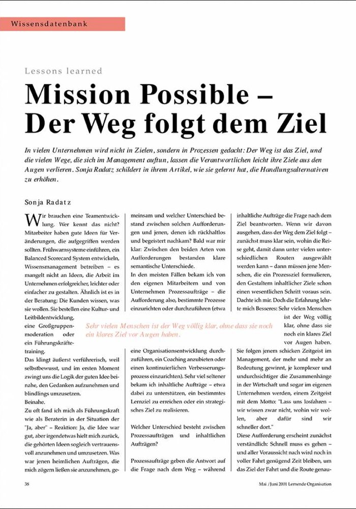 Mission Possible - Der Weg folgt dem Ziel