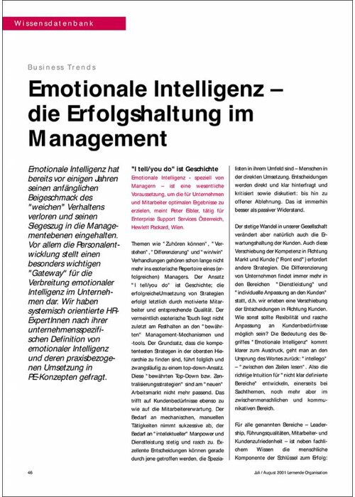 Emotionale Intelligenz – die Erfolgshaltung im Management