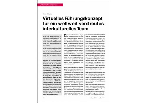 Virtuelles Führungskonzept für ein weltweit verstreutes, interkulturelles Team