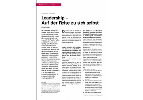 Leadership – Auf der Reise zu sich selbst