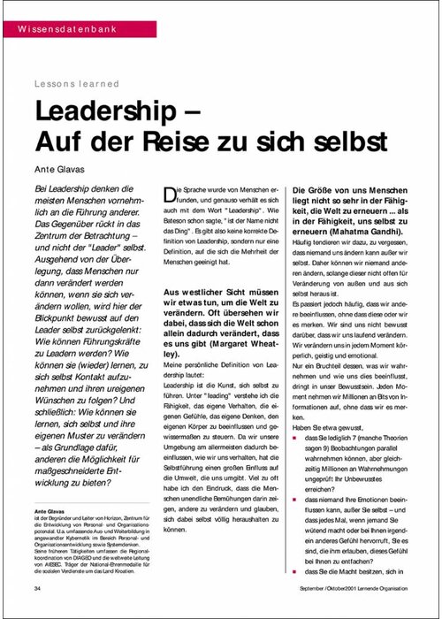 Leadership – Auf der Reise zu sich selbst